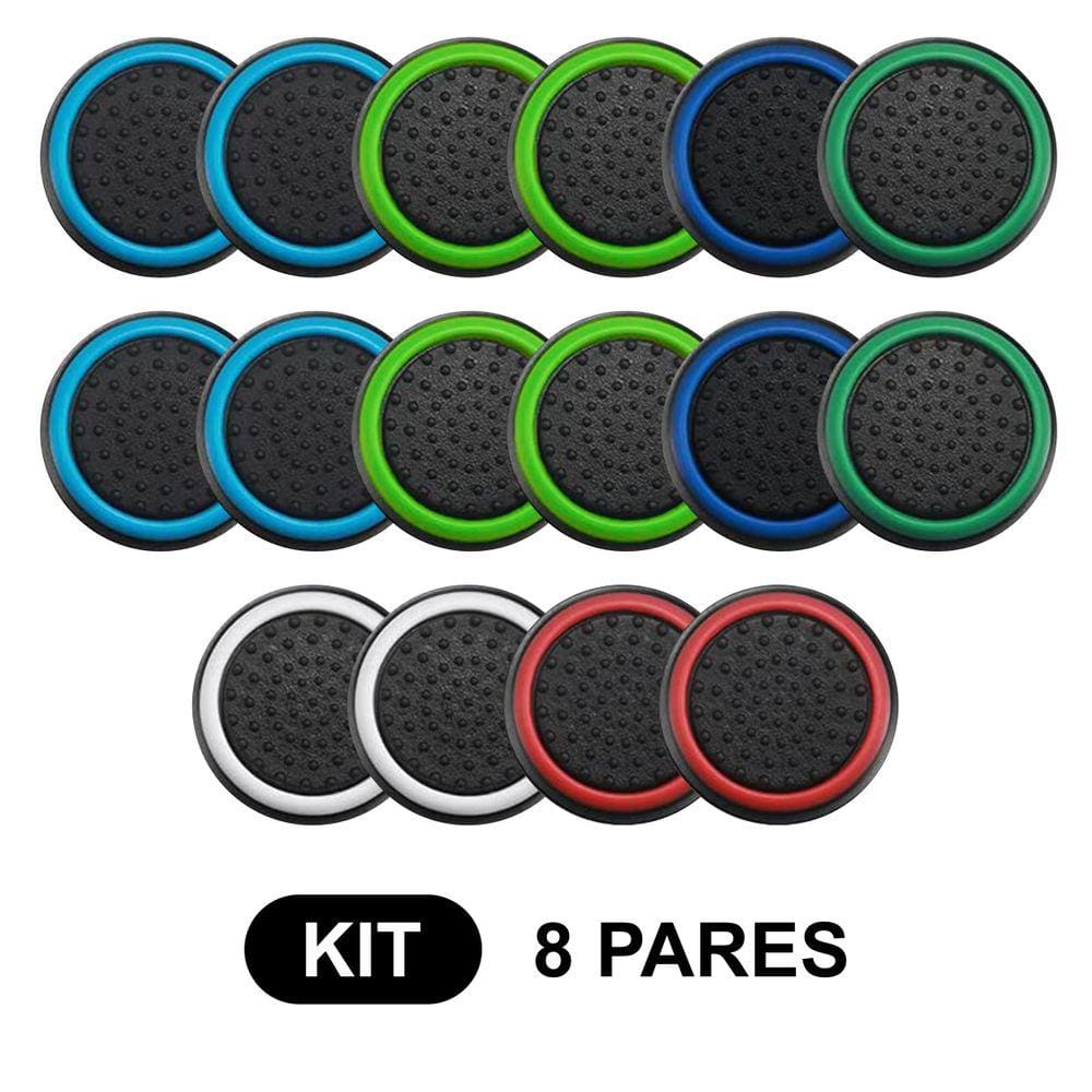 8 Pares de Grips p/ controle Anti Derrapante Silicone Botão Analógico do Joystick