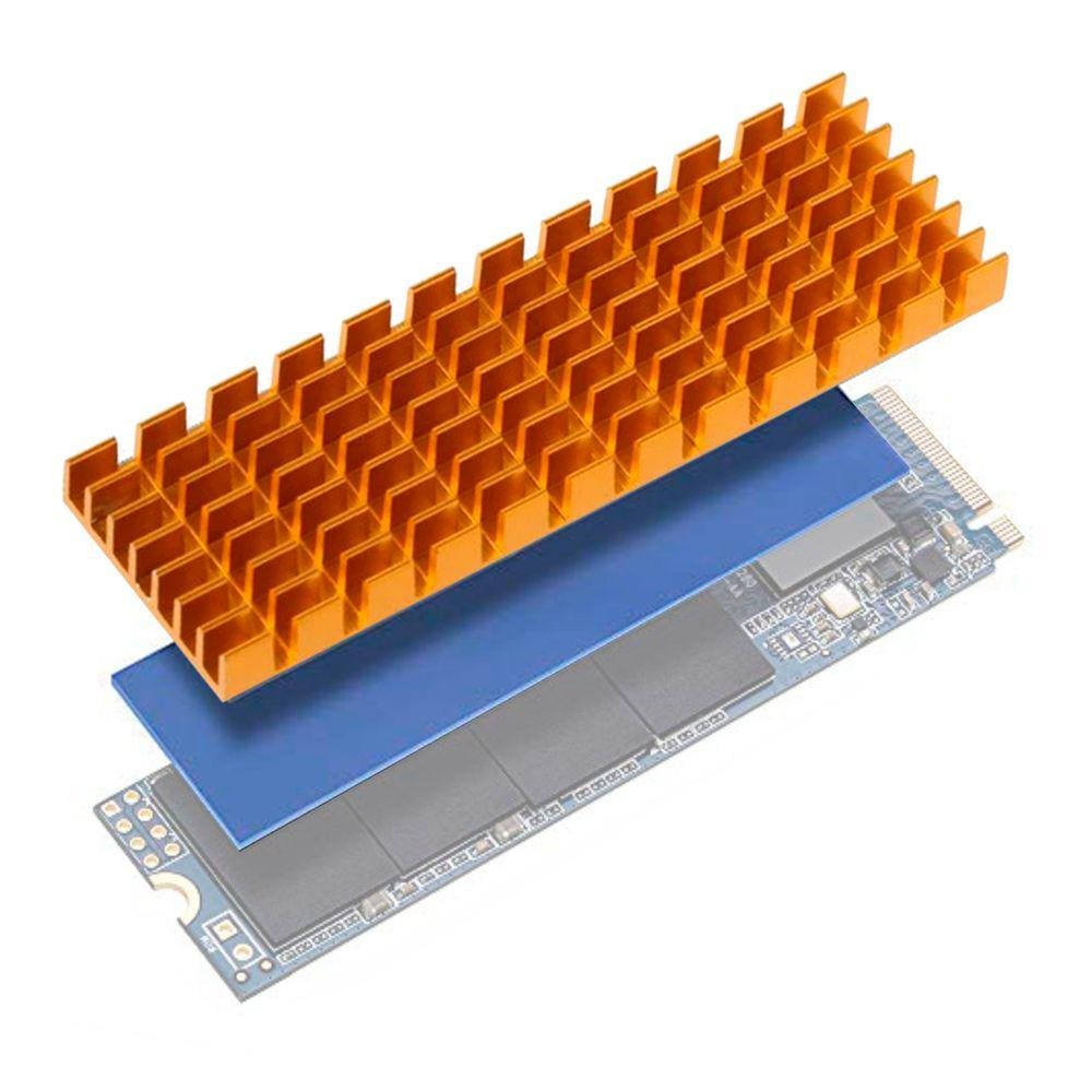 Dissipador para ssd m2 nvme e ngff 2280 6mm em alumínio + thermal pad, alta eficiência e maior refrigeração