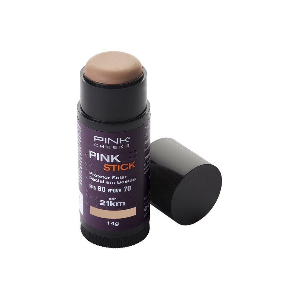 Protetor Solar com cor FPS90 FPUVA70 Pink Stick 21Km Pink Cheeks 14g