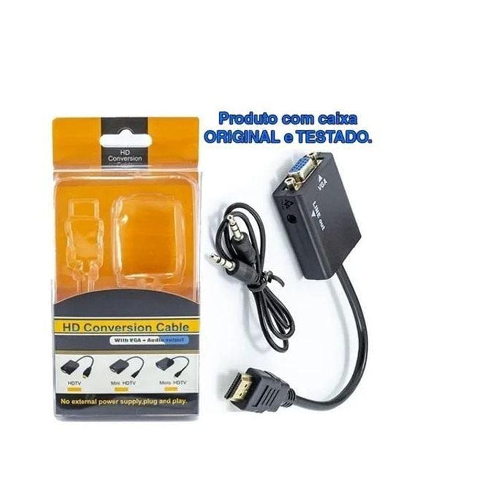 Adaptador Hdmi Vga Conversor Hdmi Para Vga Com Áudio