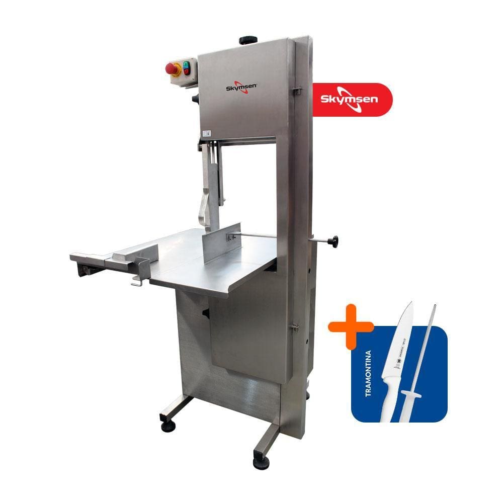 Serra Fita Inox Para Carne Açougue Profissional 2,82m Regulador SL-282 220v Skymsen + Faca + Chaira