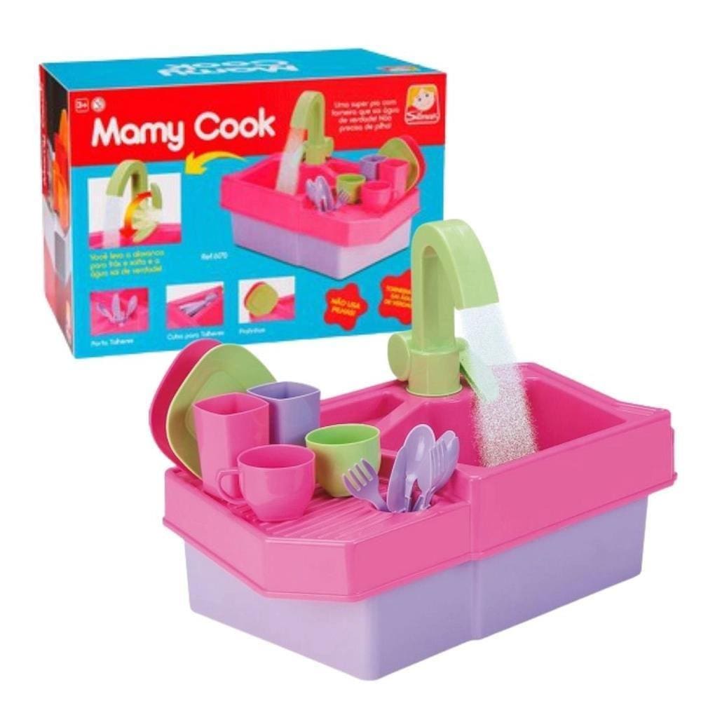 Cozinha Infantil Rosa Com Pia E Torneirinha Saí Água Verdade 6170 Silmar