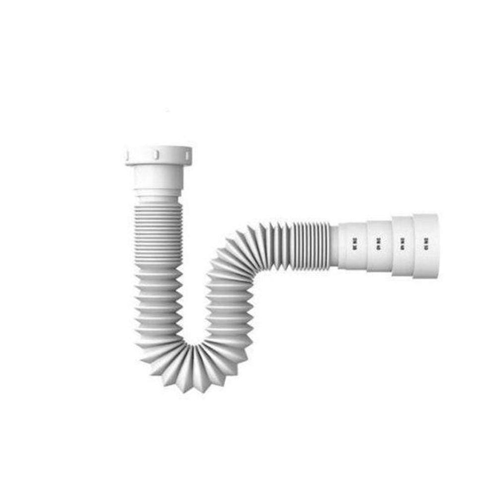 Sifão Sanfonado Flexível Alongado 1,3Mts Universal Branco
