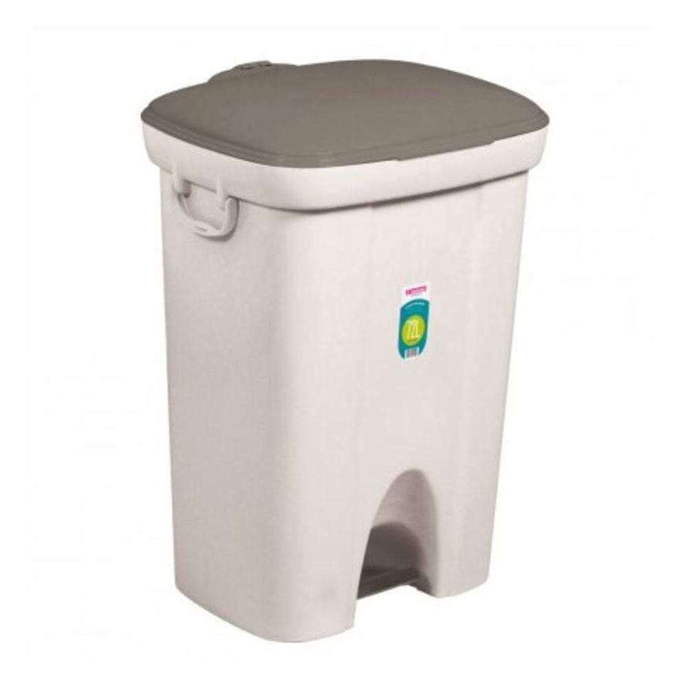 Lixeira Com Pedal Plástico 72 Litros Bege Sanremo