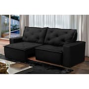 Sofá Retrátil e Reclinável 3 lugares com Molas 2,00m Ana Suede Preto Adonai Estofados