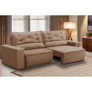 Sofá Retrátil e Reclinável 2 lugares com Molas 1,50m Livia Suede Cappuccino Adonai Estofados