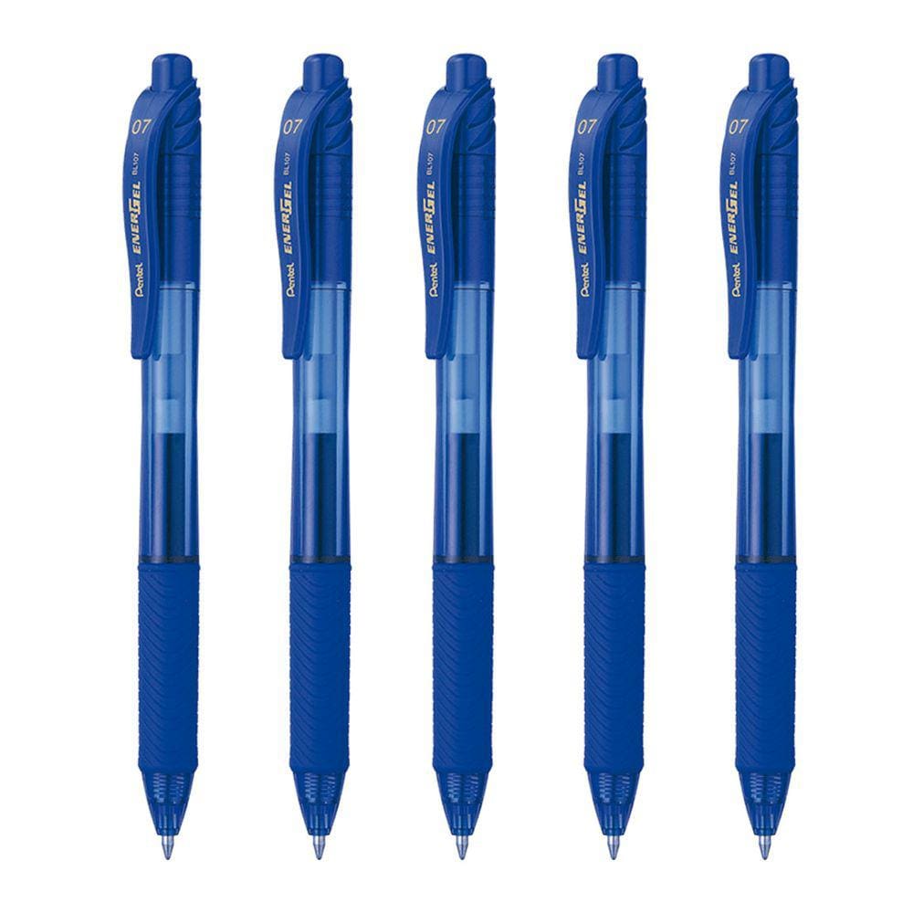 Kit 5 Caneta Gel PENTEL Energel X RT Retrátil 0.7mm Azul Pentel