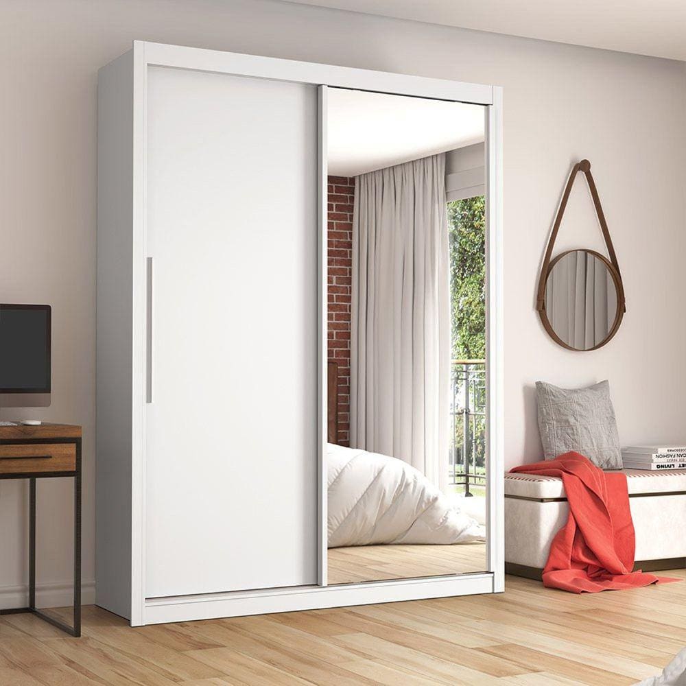 Guarda Roupa Solteiro 2 Portas 1 Porta Espelhada Royale Gelius Móveis