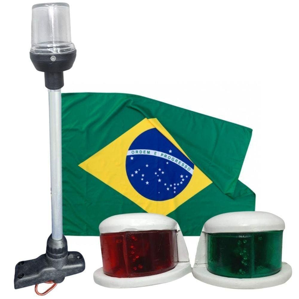 Mastro De Alcançado E Luz De Navegação Bb-Be Led E Bandeira