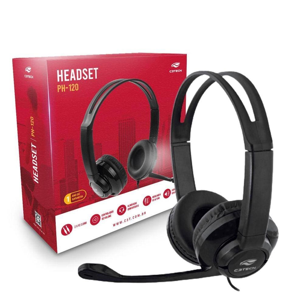 Fone De Ouvido Headset Estéreo Atendimento Fio P2 Duplo