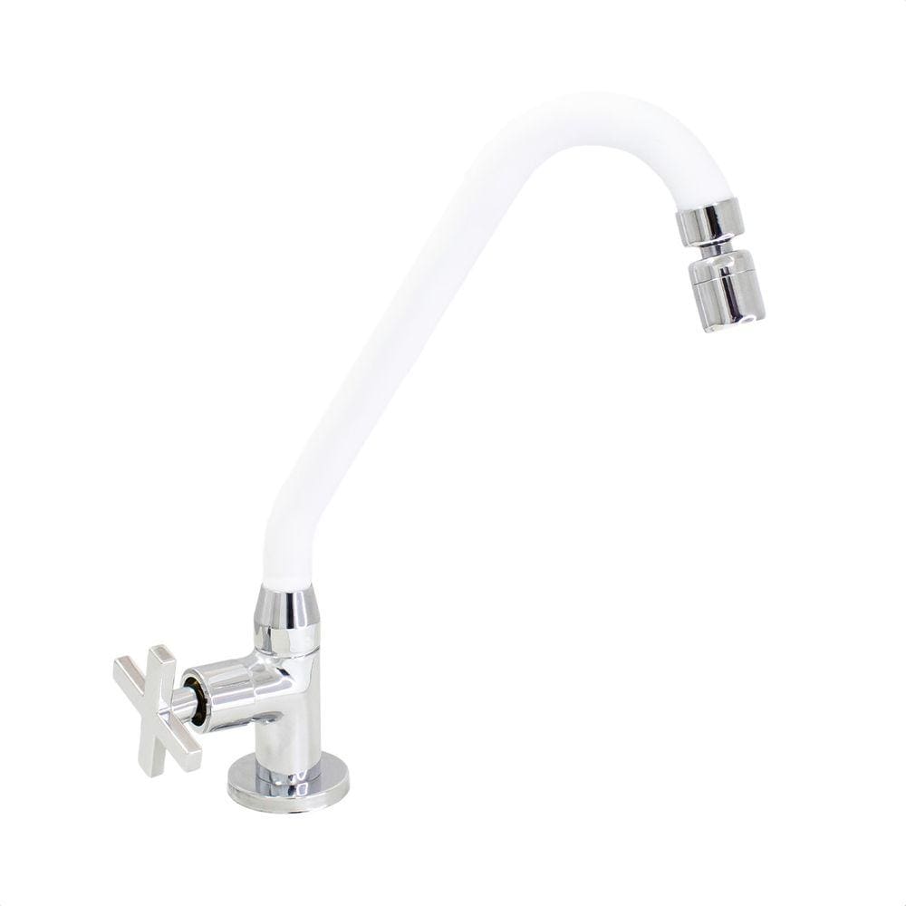 Torneira Cozinha Mesa Bica Branca C29 Arejador Articulado