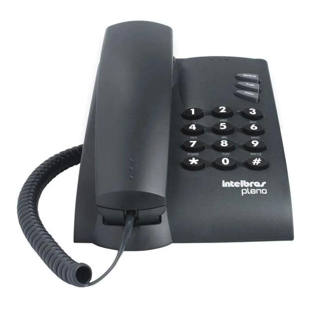 Aparelho De Telefone Fixo Mesa Com Fio Intelbras Pleno Preto