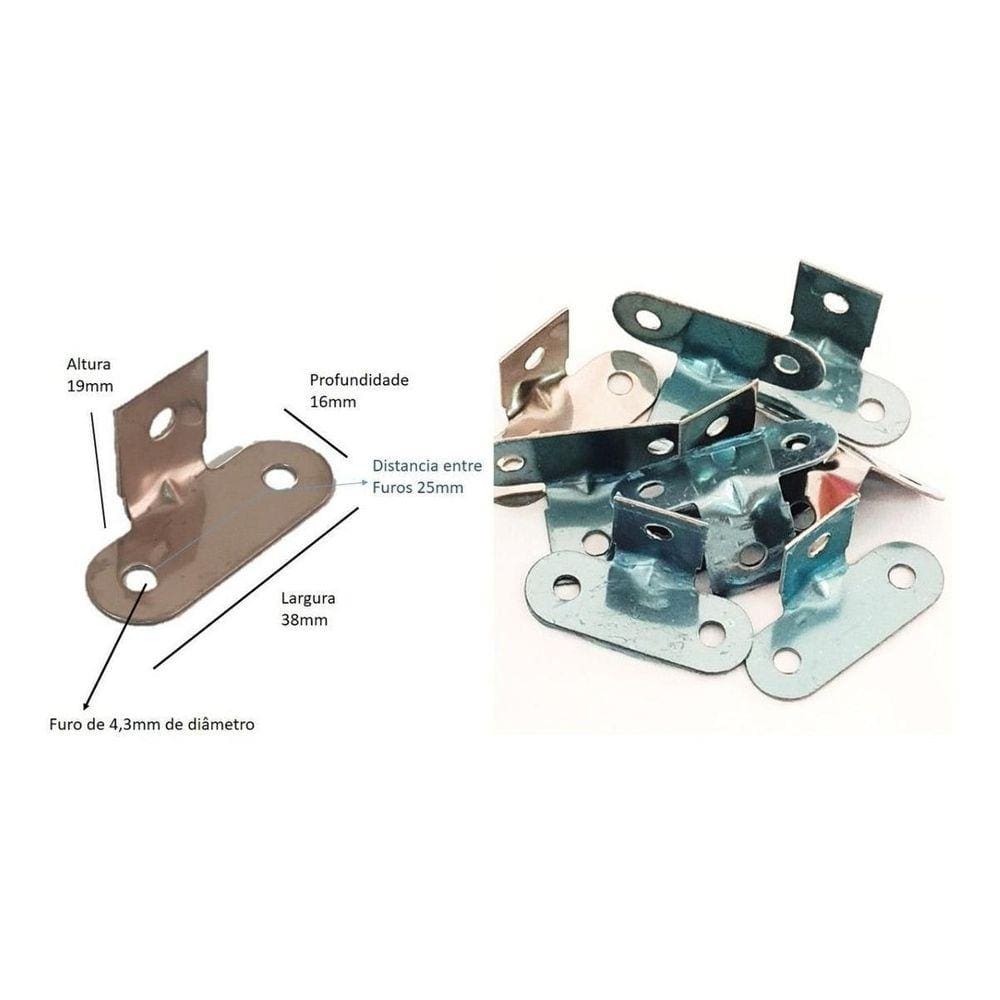 Cantoneira De Inox Com 3 Furos Para Fixar Moveis 50 Peças