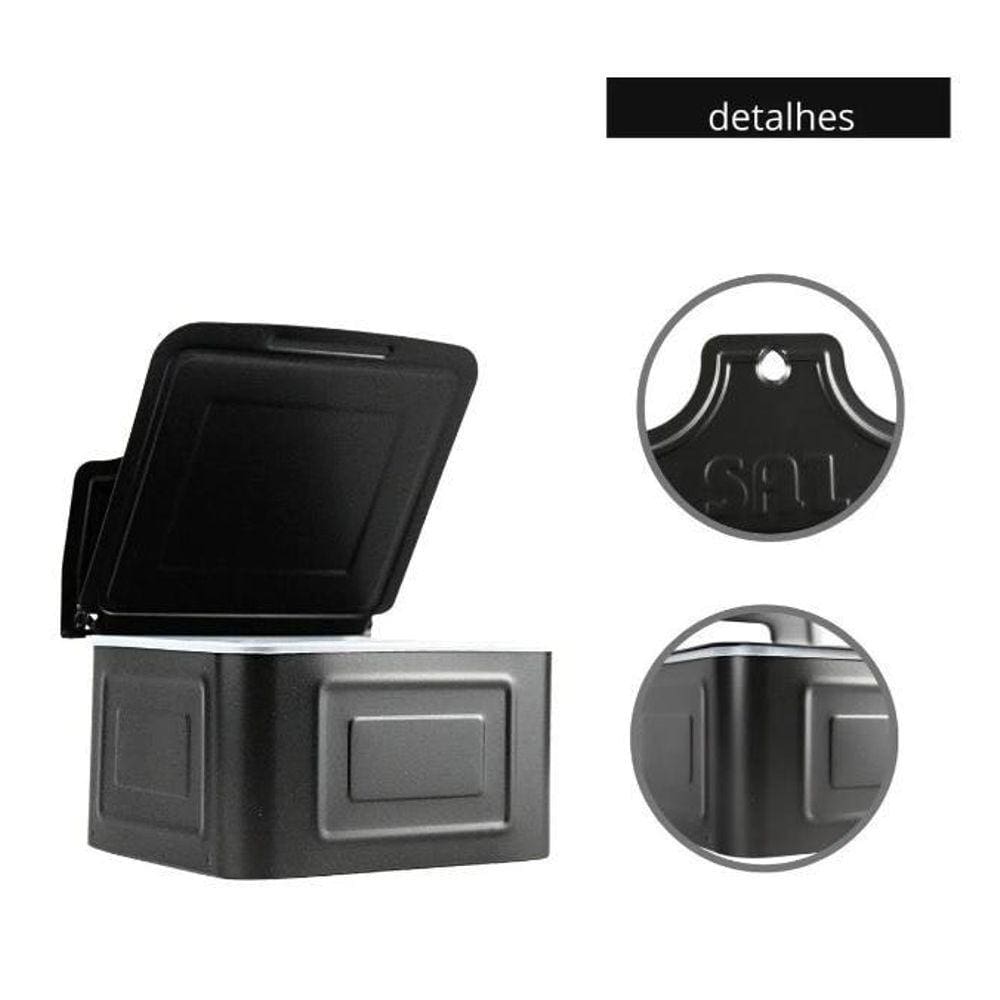 Porta Sal Saleiro Em Aço Inox Preto 700G - Mak Inox