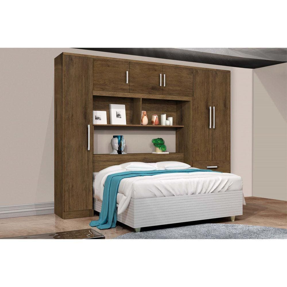 Guarda Roupa Casal com Cabeceira 6 Portas 3 Gavetas Top Cancun J&A Móveis Jequitiba