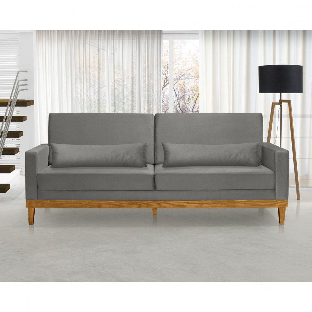 Sofá Living 3 Lugares Julie 220cm Nabas Estofados Cinza