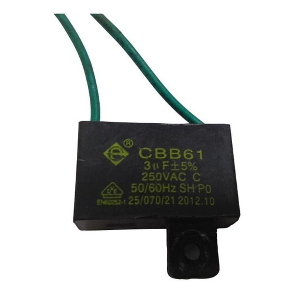 Capacitor Quadrado P/ Ventilador 2 Fios 3uf 50/60hz 250v