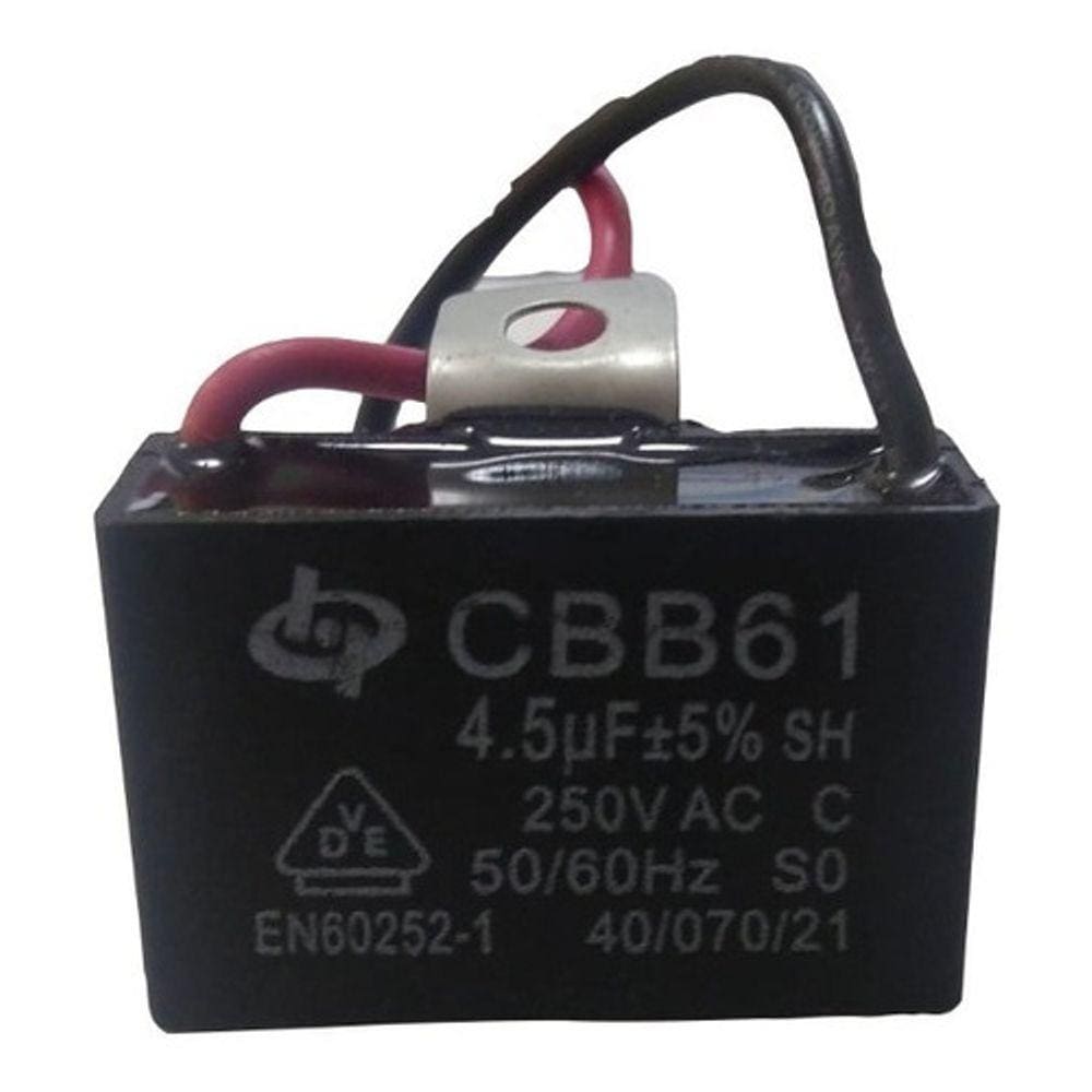 Capacitor Quadrado P/ Ventilador 2 Fios 4,5uf 50/60hz 250v