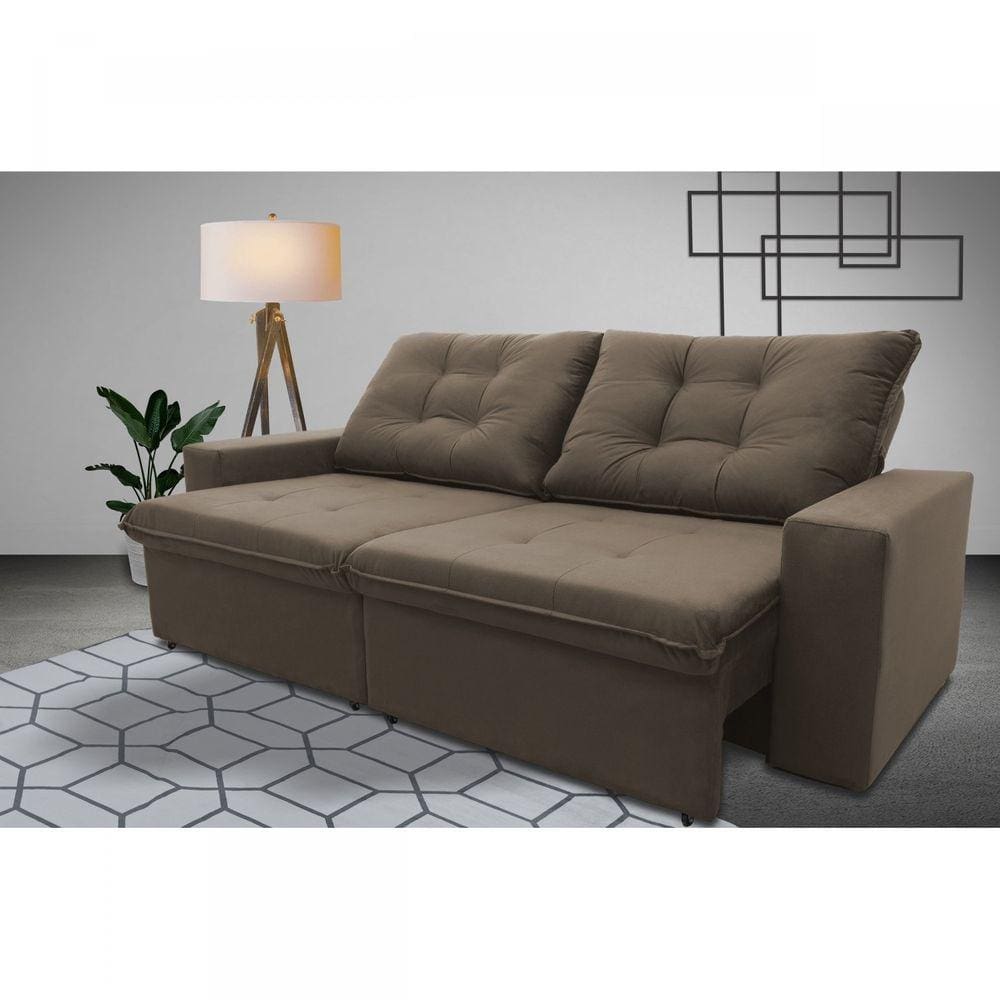 Sofá Retrátil Reclinável 3 Lugares 198cm Magnum Hellen Estofados Tabaco