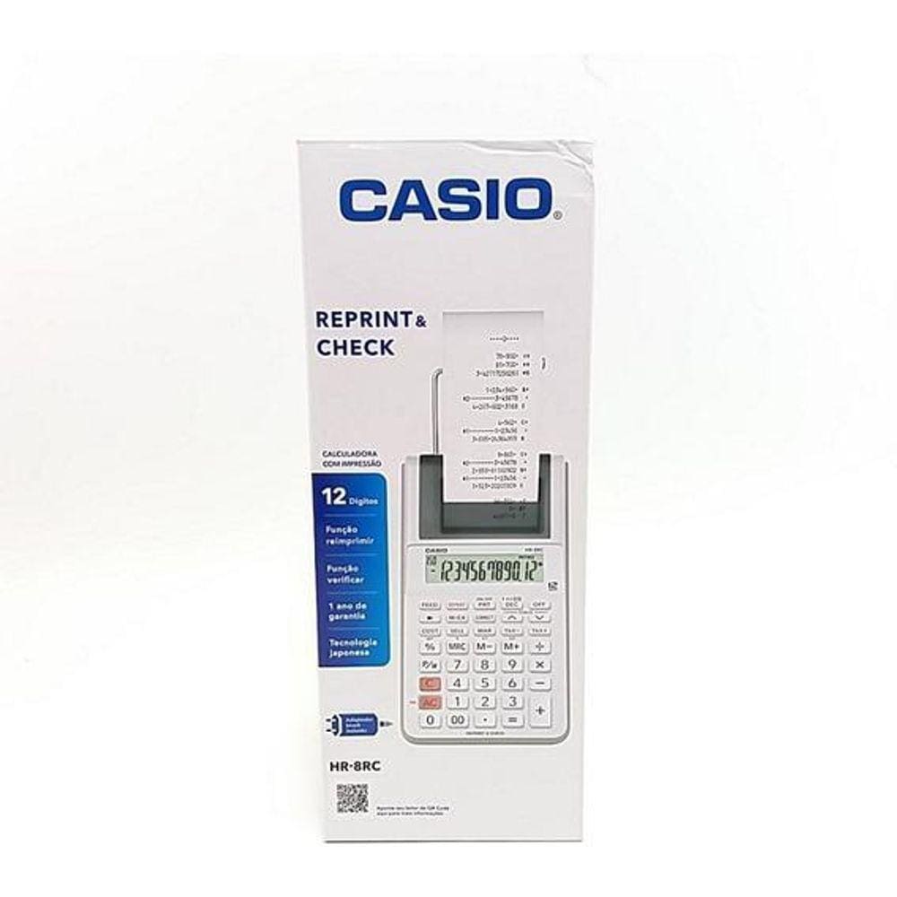 Calculadora Casio Com Bobina 12 Digitos Hr 8rc We | Extra