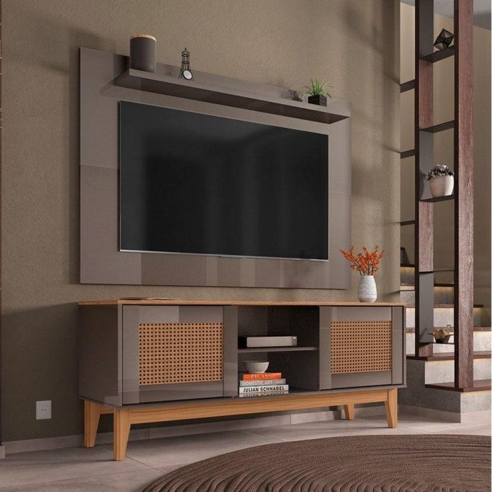 Rack com Painel para TV até 60 Polegadas Retrô Safira Versátile Casa D Perola/Noce