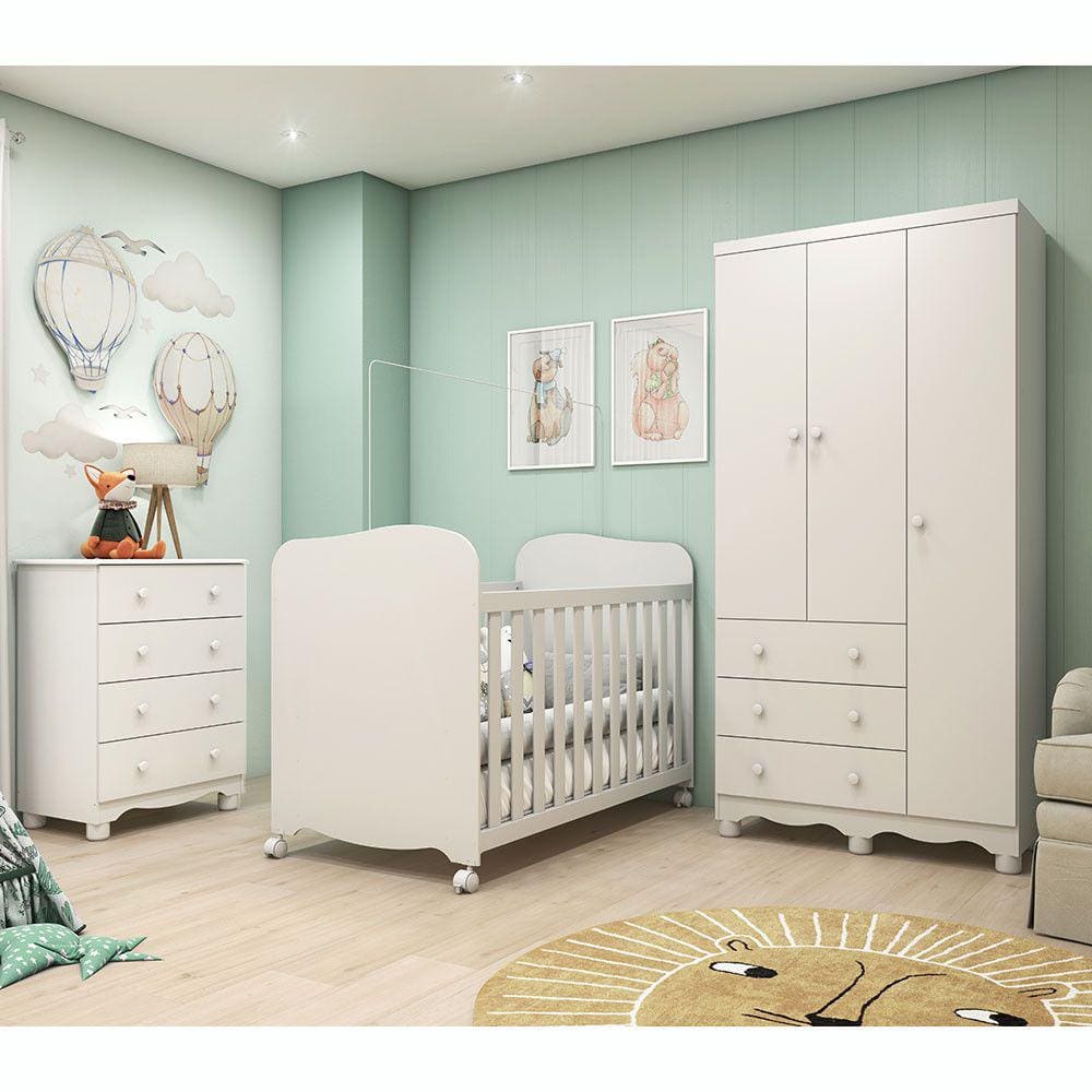 Quarto Infnatil com Berço,Guarda Roupa, Cômoda Uli Junior
