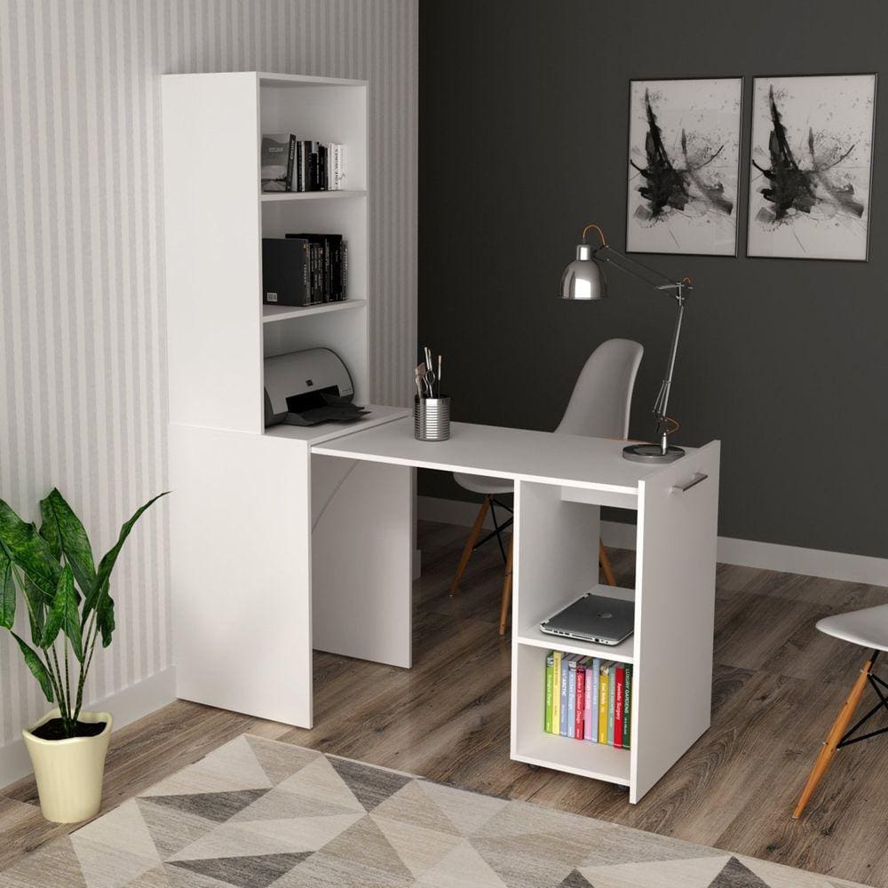 Armário com Mesa Retrátil ME4171 Tecnomobili Branco