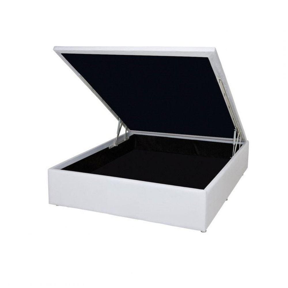 Base Baú Physical Corino Casal 138x188x39cm Ortobom Branco