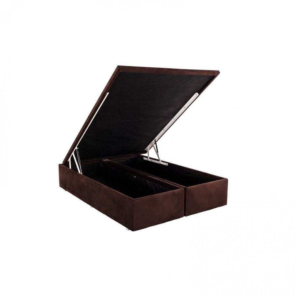 Base Baú Camurça Super King 193x203x39cm Ortobom Marrom