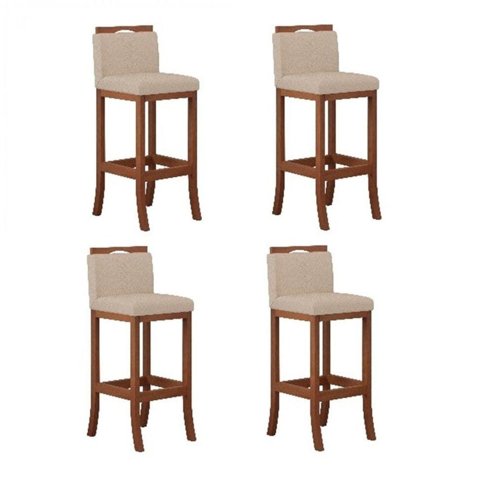 Conjunto 4 Banquetas Alta em Madeira Maciça Londres CCS Interiores Pinhão