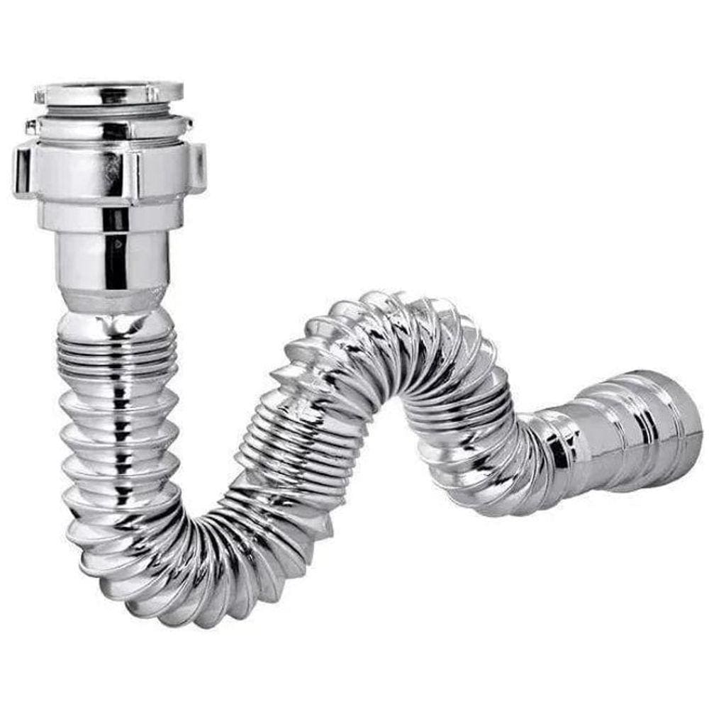 Sifão Sanfonado Flexível Extensível Universal Cromado