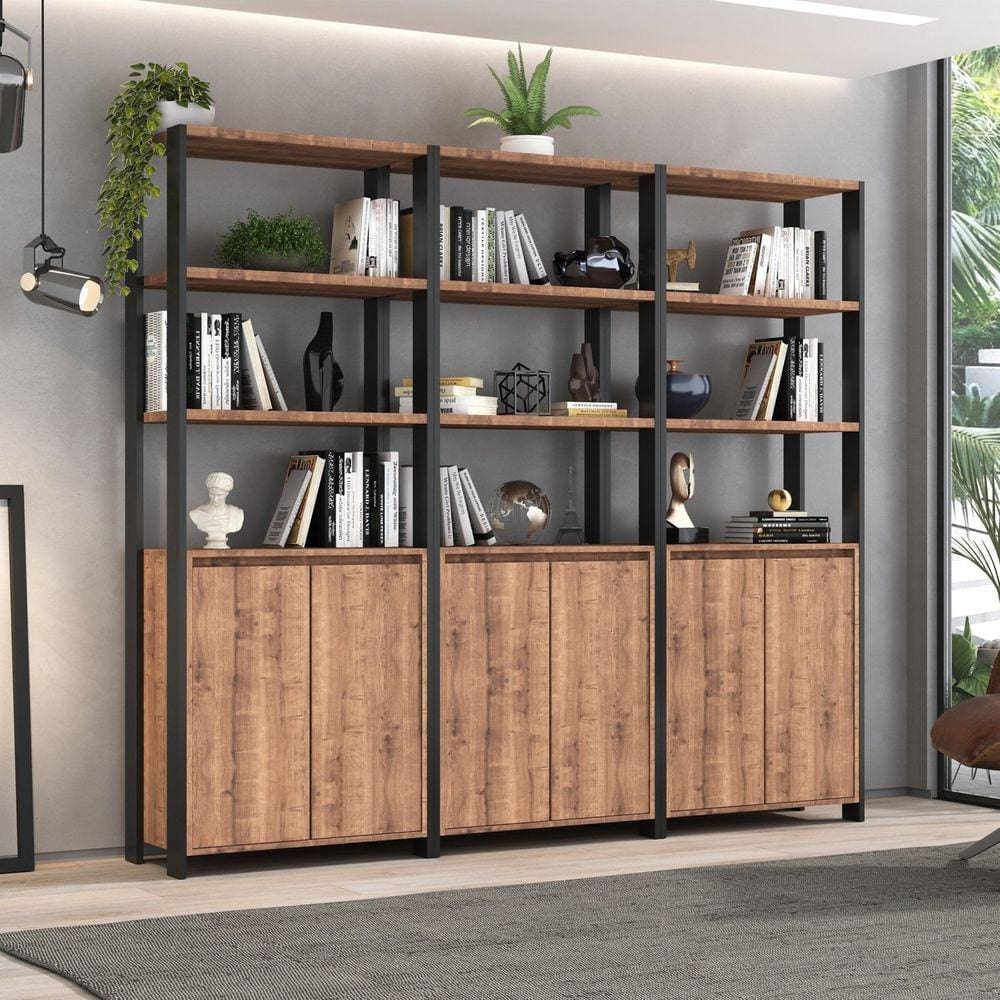 Estante Industrial 6 Portas 9 Prateleiras M115 Foscarini Preto/Solanum