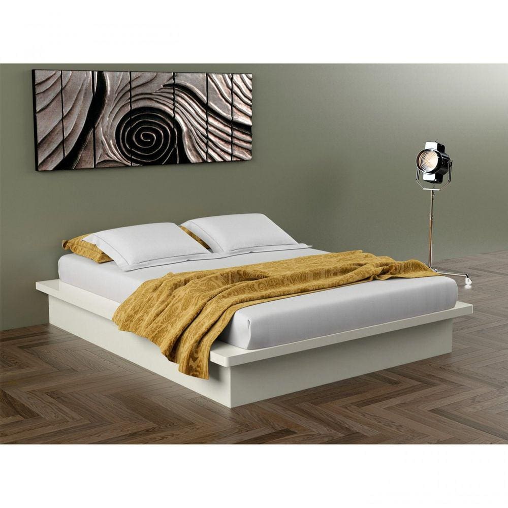 Cama de Casal Baixa 165x201cm Dalla Costa Off White Brilho