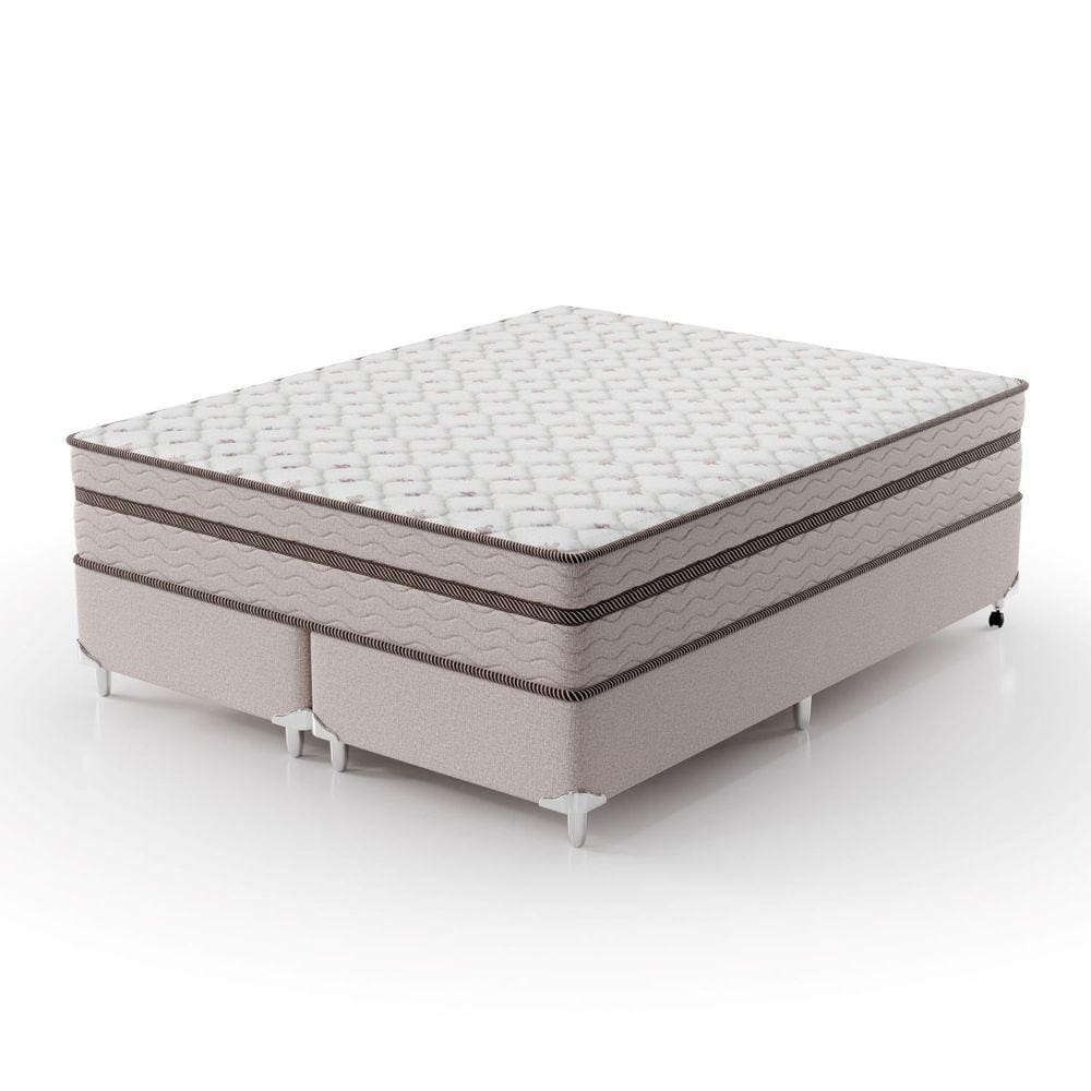 Cama Box King 193x203x63cm Molas Ensacadas Sonhare Montreal Bege