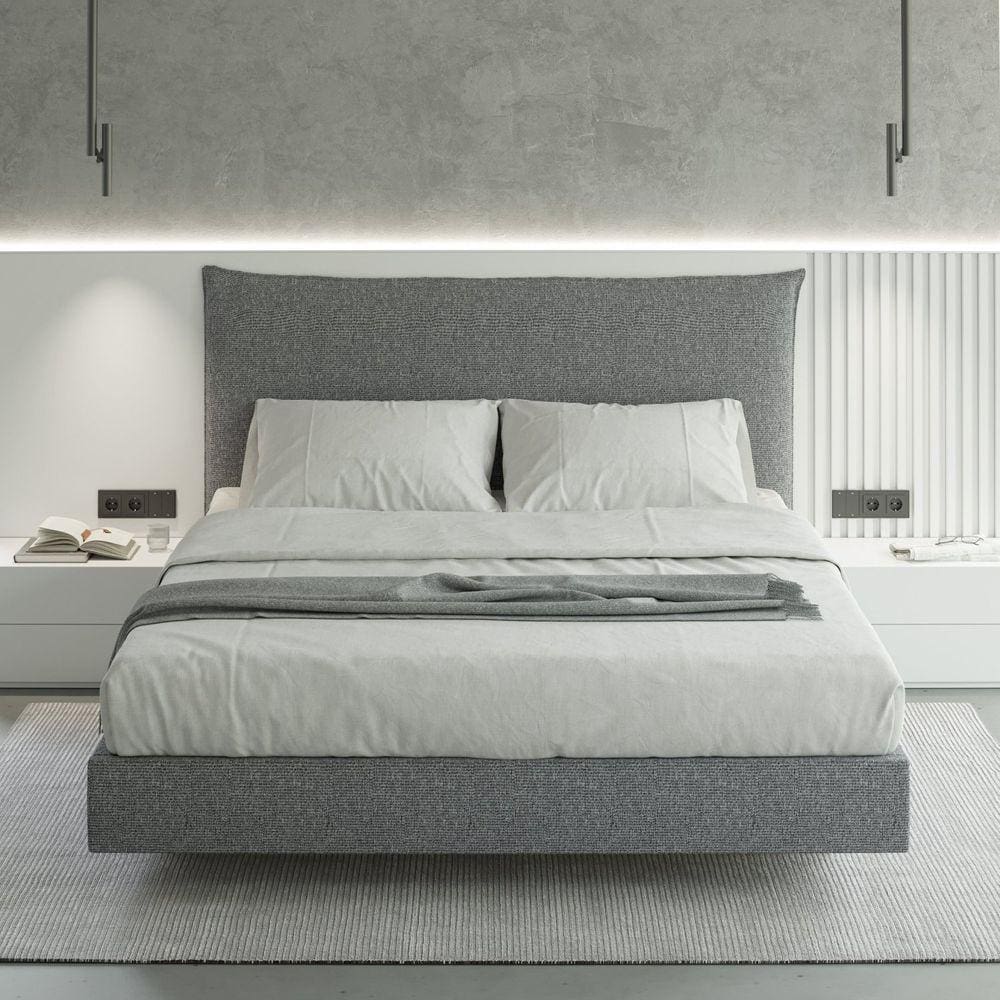 Cama Queen Boreal Flutuante CabeCasa MadeiraMadeira Cinza