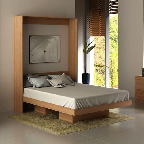 imagem-Cama Articulada de Casal 4 Prateleiras 2 Nichos 147,2x193cm CM8016 Tecnomobili Amendoa - Laranja