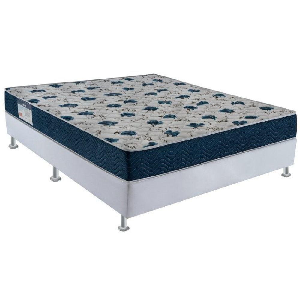 Cama Box Colchão Iso 6.0 D28 Casal Ortobom Azul/Branco
