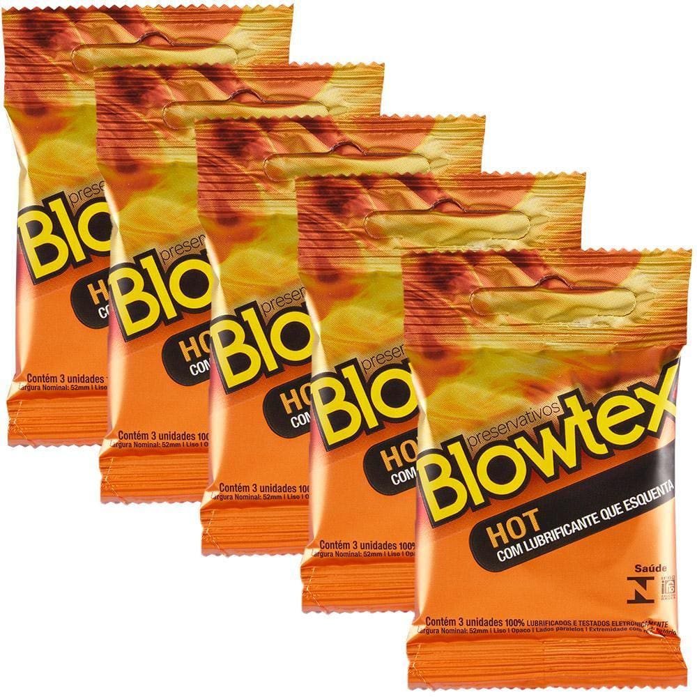 Kit 5 Pacotes Preservativo Blowtex Hot C/ 3 Unidades Cada