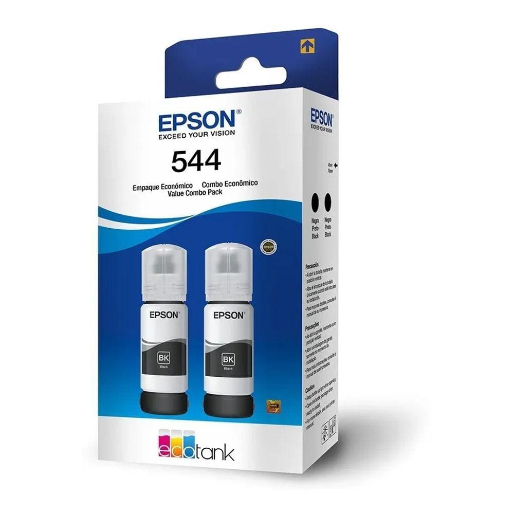 Kit 2 Garrafas De Tinta Epson 544 Para Impressora Refil Preto T544120-2p