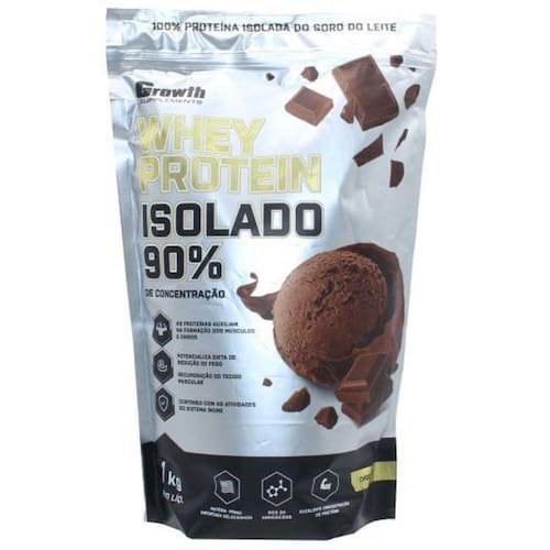 Whey Protein Isolado 90% Growth 1Kg Proteina Ganho Massa Cho