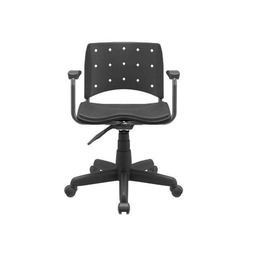 Cadeira Ergoplax Secretária Braços Assento Estofado Preta
