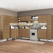 Cozinha Completa de Canto Reto Madesa EmillyBigcom Armário e Balcão 21 Portas 1 Gaveta