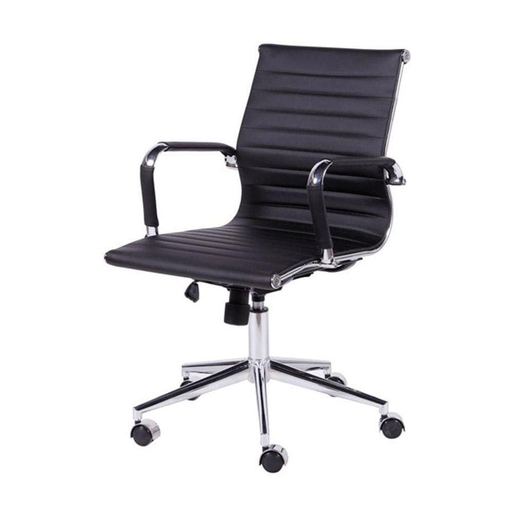 Cadeira Boxbit Eames Office Esteirinha Base Em Rodízio Preta