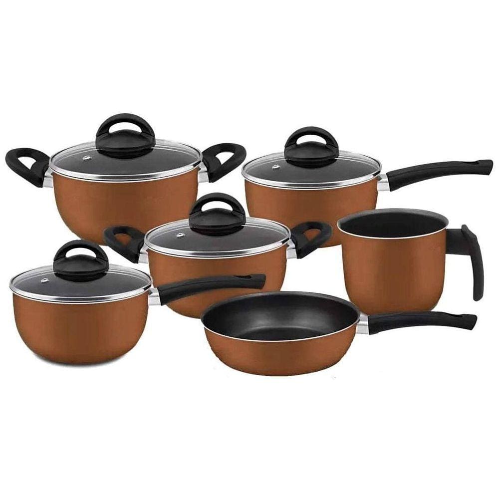 Conjunto De Panelas Chocolate 06 Peças Com Teflon