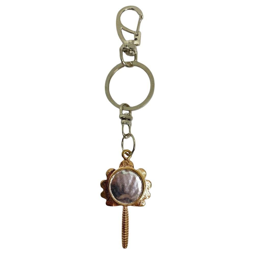 Chaveiro Oxum Abebê Luxo Espelho Dourado 14 Cm Metal