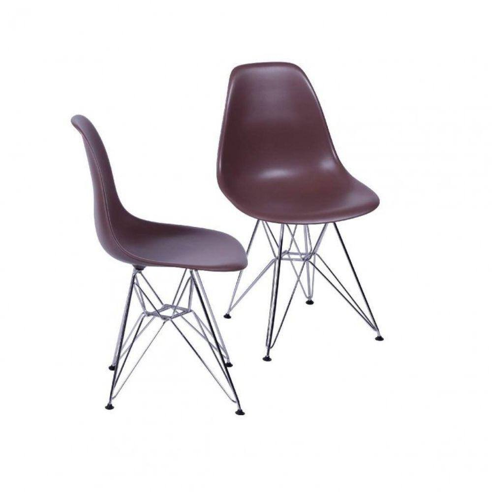 Conjunto 2 Cadeiras Eames DKR Base Cromada OR Design Café