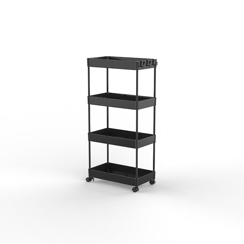 Estante Multiuso com Rodas 4 Níveis Preto Just Home Collection