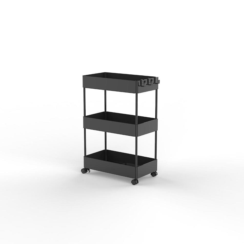 Estante Multiuso com Rodas 3 Níveis Preto Just Home Collection