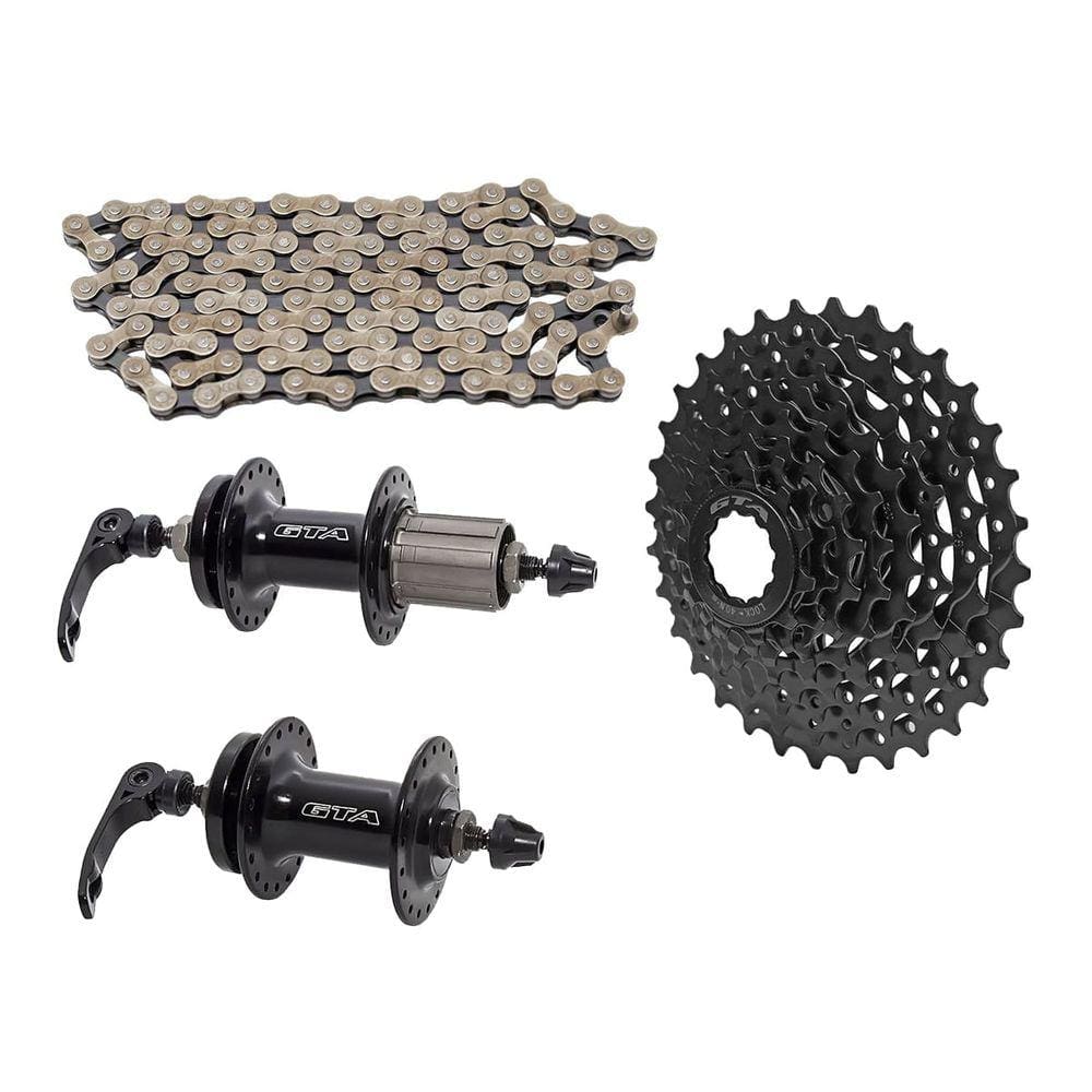 Kit Bike Cubo de Freio a Disco+ Cassete e Corrente 8V