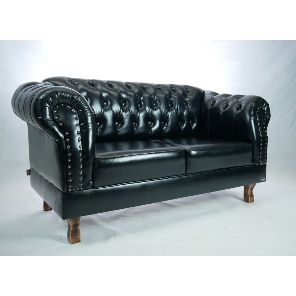 Namoradeira Chesterfield Duque Corano Preto Sala Barbearia